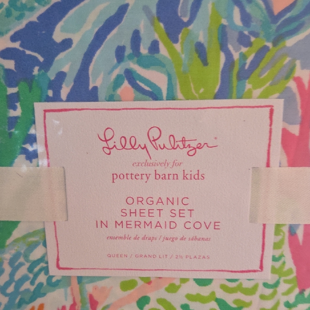 Lilly Pulitzer Organic Sheet Set in Mermaid Cove New with Tags